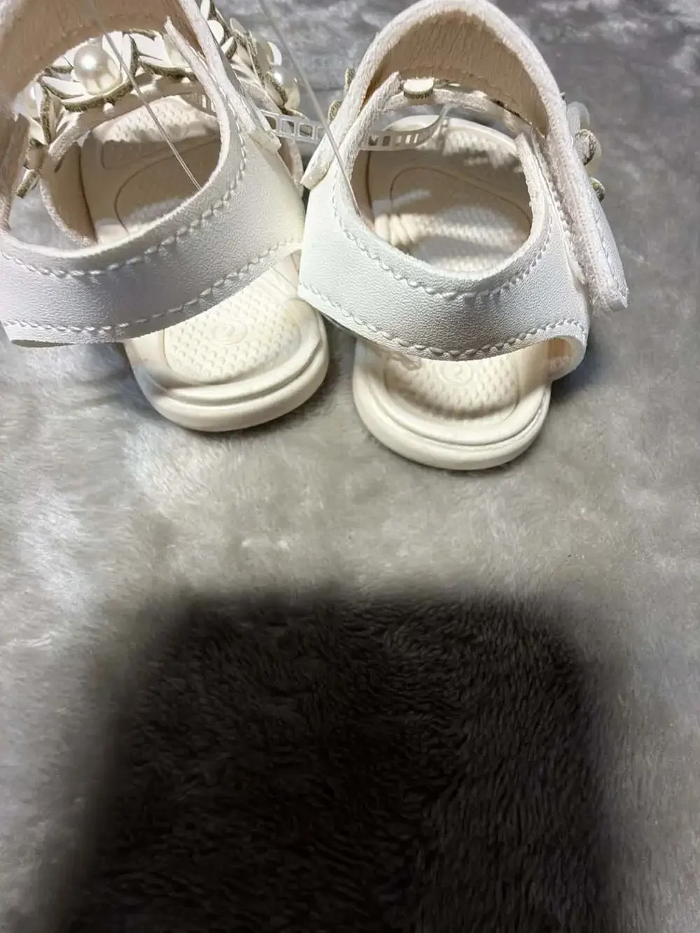 Toddler Girl Flower and Pearl Embellished Open-Toe Sandals